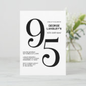 Moderne Schwarz-Weiß 95. Geburtstagsparty Einladung (Stehend Vorderseite)
