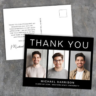 Moderne Schwarz-Weiß-Abschluss-Dankeschön-Fotos Postkarte