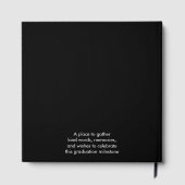 Moderne Schwarz-Weiß-Abschlussfeier Gästebuch (Rückseite)