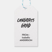 Moderne Schwarz-Weiß-Abschlussfeier  Geschenkanhänger (Rückseite)