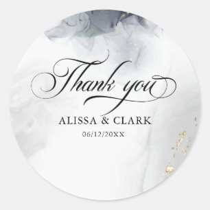 Moderne Schwarz-Weiß-Abstrakt Danke Runder Aufkleber