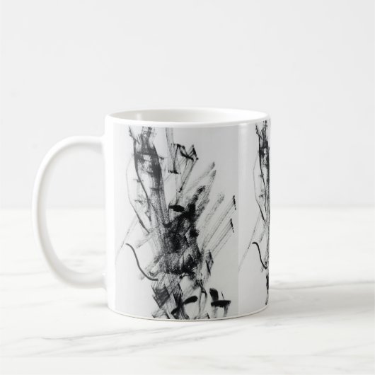 Moderne Schwarz-Weiß-Abstrakt-Marmor-Kaffeetasse Kaffeetasse (Links)