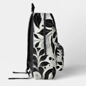 Moderne Schwarz-Weiß-Abstrakte Blumen Bedruckter Rucksack (Links)