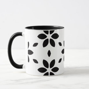 Moderne Schwarz-Weiß-Abstrakte Blumendrucke Tasse