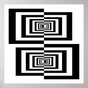 Moderne Schwarz-Weiß-Abstrakte Geometrische Rechte Poster
