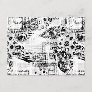 Moderne Schwarz-Weiß-Abstrakte-Kunst-Postkarte Postkarte