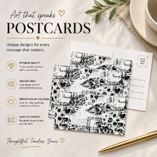 Moderne Schwarz-Weiß-Abstrakte-Kunst-Postkarte Postkarte