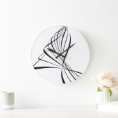Moderne Schwarz-Weiß-Abstrakte Linie Kunst Große Wanduhr (Zuhause)