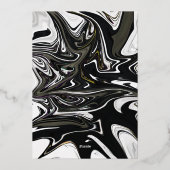 Moderne Schwarz-Weiß-Abstrakte Minimalhochzeit Folieneinladung (Rückseite)