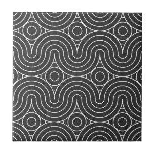 Moderne Schwarz-Weiß-Abstraktmuster-Design Fliese