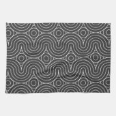 Moderne Schwarz-Weiß-Abstraktmuster-Design Geschirrtuch (Horizontal)