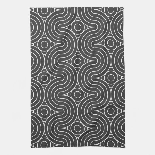 Moderne Schwarz-Weiß-Abstraktmuster-Design Geschirrtuch (Vertikal)