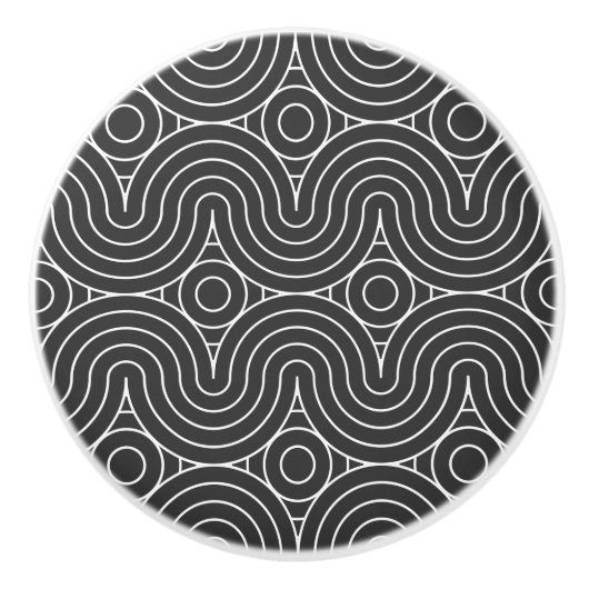 Moderne Schwarz-Weiß-Abstraktmuster-Design Keramikknauf (Vorderseite)