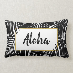 Moderne Schwarz-Weiß-Aloha Lendenkissen