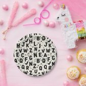 Moderne Schwarz-Weiß-Alphabet Pappteller (Party)