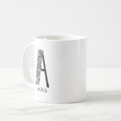 Moderne Schwarz-Weiß-Anfangsbuchstaben A und Name Kaffeetasse (Vorderseite Links)