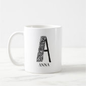 Moderne Schwarz-Weiß-Anfangsbuchstaben A und Name Kaffeetasse (Links)