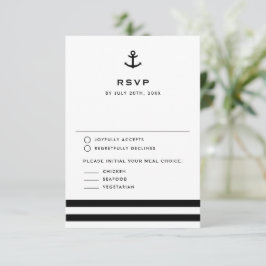 Moderne Schwarz-Weiß-Ankerhochzeit RSVP Karte