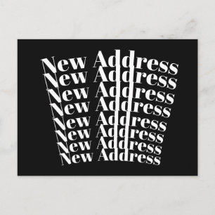 Moderne Schwarz-Weiß-Ankündigung einer neuen Adres Postkarte