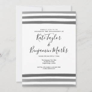 Moderne Schwarz-Weiß-Aquarell-Engagement-Party Einladung