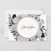 Moderne Schwarz-Weiß-Aquarellblumen Dankeskarte (Vorderseite)