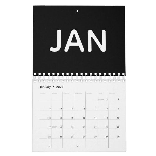 Moderne Schwarz-Weiß-Ausgabe 2026 Kalender (Jan 2027)