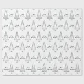 Moderne Schwarz-Weiß-Bäume Minimalistisch Weihnach Geschenkpapier (Flach)