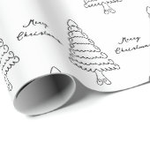Moderne Schwarz-Weiß-Bäume Minimalistisch Weihnach Geschenkpapier (Rolleneckpunkt)