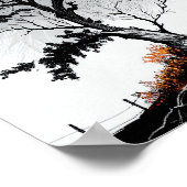 Moderne Schwarz-Weiß-Baumskizze für Zuhause Poster (Ecke)