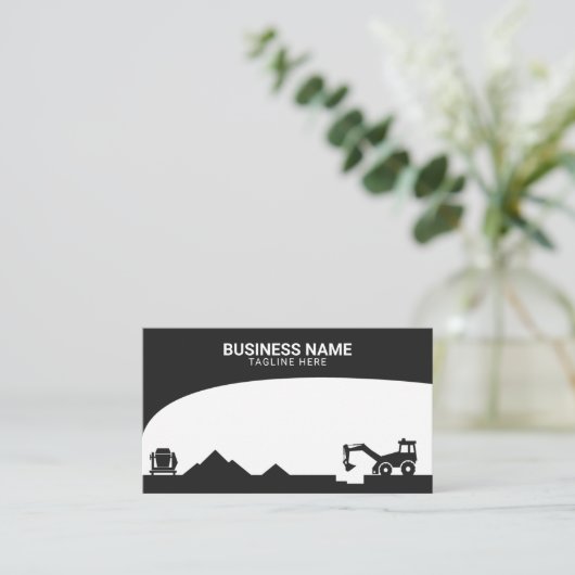 Moderne Schwarz-Weiß-Baustelle Silhouette Visitenkarte (Stehend Vorderseite)