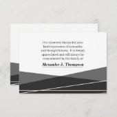 Moderne Schwarz-Weiß-Beerdigung Dankeskarte (Vorne/Hinten)