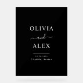 Moderne Schwarz-Weiß-Begrüßung Personalisiert Acrylschild (Vorderseite)