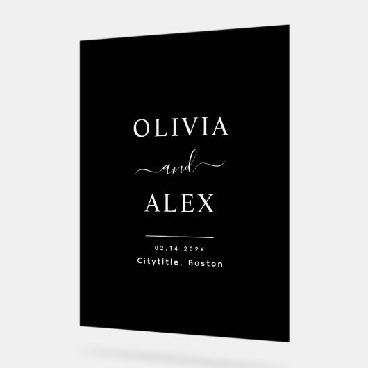 Moderne Schwarz-Weiß-Begrüßung Personalisiert Acrylschild (Winkel)