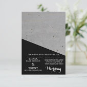 Moderne Schwarz-Weiß-Betonhochzeit Einladung (Stehend Vorderseite)