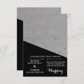 Moderne Schwarz-Weiß-Betonhochzeit Einladung (Vorne/Hinten)