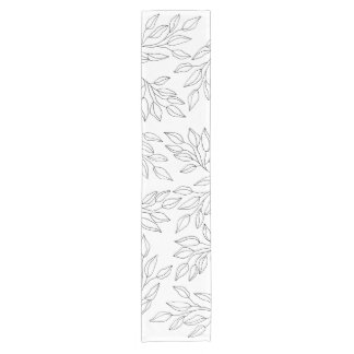 Moderne Schwarz-Weiß-Blätter Kurzer Tischläufer