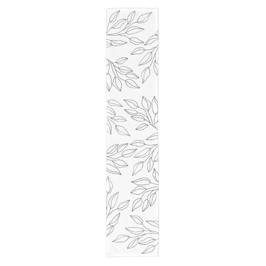 Moderne Schwarz-Weiß-Blätter Kurzer Tischläufer (Vorderseite)