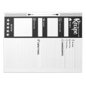 Moderne Schwarz-Weiß-Blätter | Leere Rezeptseiten Notizblock (Vorderseite)