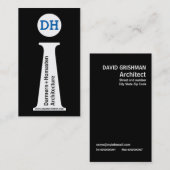 Moderne Schwarz-Weiß-Blau-Monogramm Visitenkarte (Vorne/Hinten)