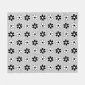 Moderne Schwarz-Weiß-Blume auf Lichtsilber Grau Fleecedecke (Vorderseite (Horizontal))