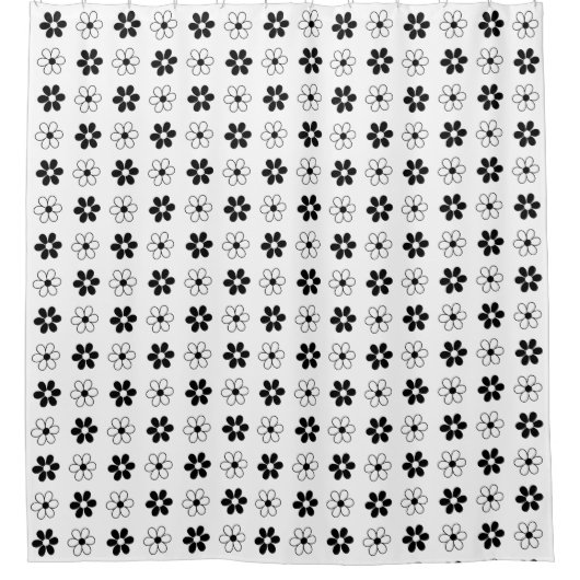 Moderne Schwarz-Weiß-Blume auf Weiß Duschvorhang (Vorderseite)