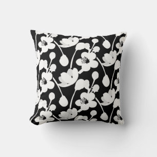Moderne Schwarz-Weiß-Blume Kissen