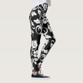 Moderne Schwarz-Weiß-Blume Kunstwerk Filigree Leggings (Rechts)