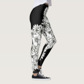 Moderne Schwarz-Weiß-Blume Leggings (Rechts)