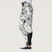 Moderne Schwarz-Weiß-Blume Leggings (Links)