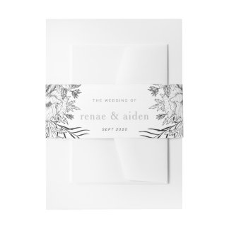 Moderne Schwarz-Weiß-Blumen Einladungsbanderole