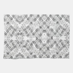 Moderne Schwarz-Weiß-Blumen-Geometrie-Muster Geschirrtuch