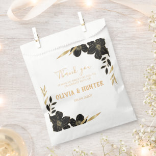 Moderne Schwarz-Weiß-Blumen Hochzeit danke Geschenktütchen