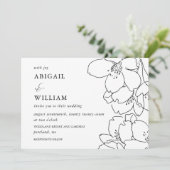 Moderne Schwarz-Weiß-Blumen-Hochzeitseinladung Einladung (Stehend Vorderseite)