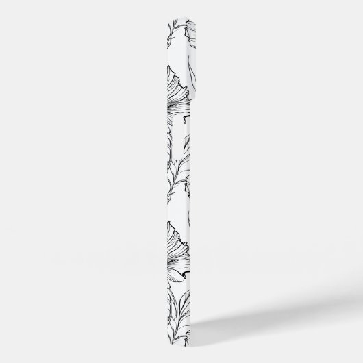 Moderne Schwarz-Weiß-Blumen-Mit Monogramm Case-Mate iPhone Hülle (Rückseite / Rechts)